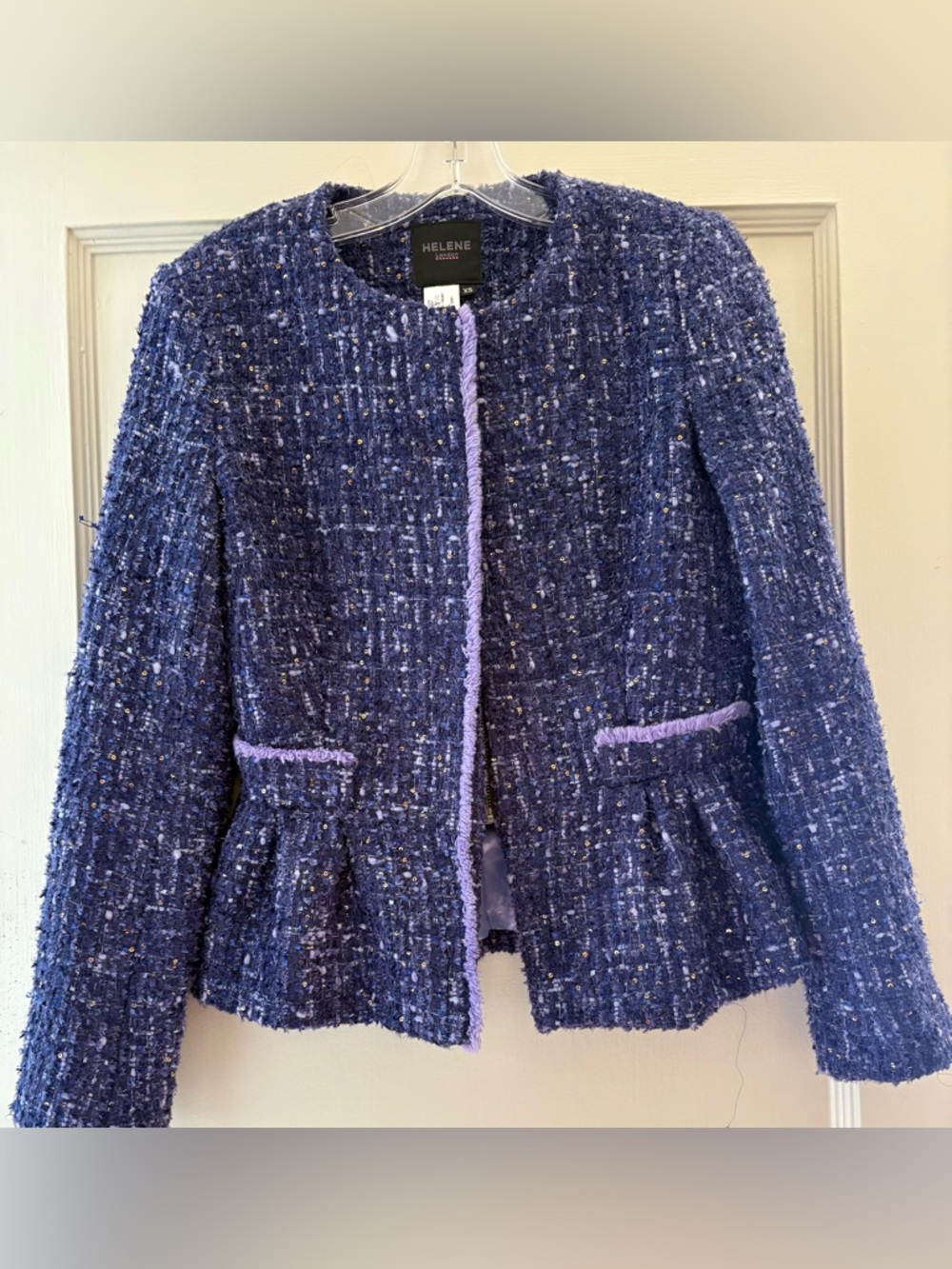 Helene Berman Moon Peplum Sequin Tweed Jacket